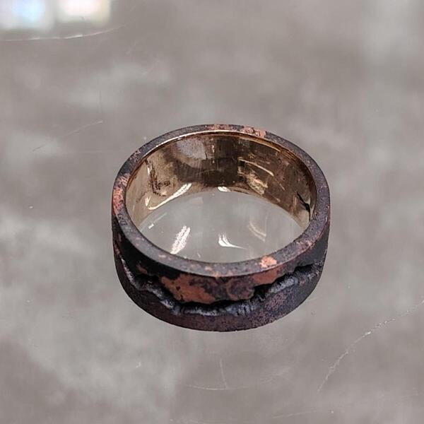 anello uomo artigianale Crash in bronzo