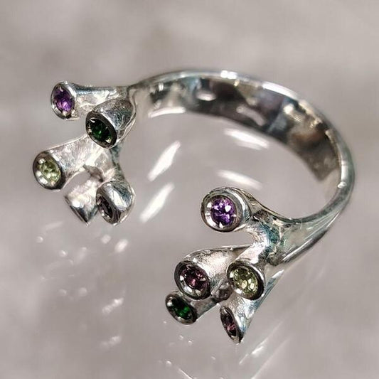 Anello artigianale Armonia Cromatica in argento 925