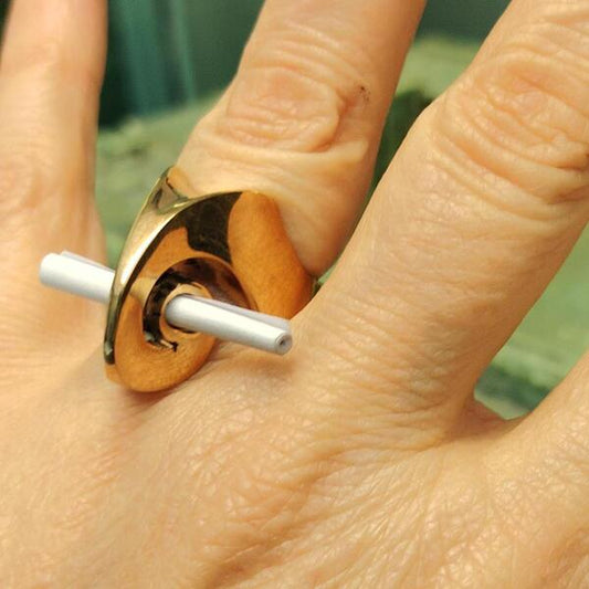 Anello porta messaggio in bronzo rosso artigianale fatto a mano