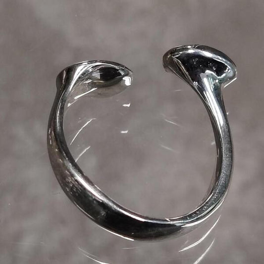 Anello Orbita aperta Open in Argento 925 – Gioiello Artigianale Minimal con Due Mezze Sfere, Finitura Lucida o Opaca, Made in Italy su Misura Senza Nichel