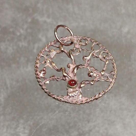 CIONDOLO ALBERO DELLA VITA IN BRONZO E CORNIOLA