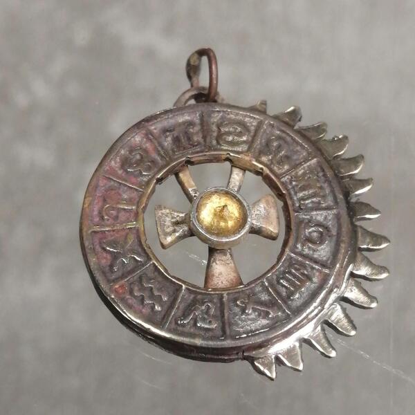 Ciondolo artigianale Zodio in bronzo e quarzo citrino