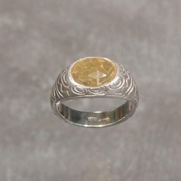 ANELLO ARTIGIANALE HOP CON OPALE GIALLO MIS 14