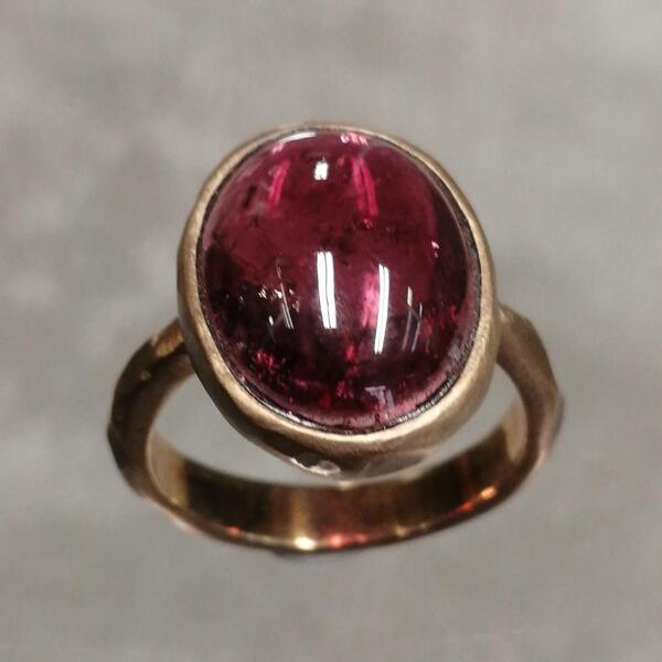 Anello Funny in bronzo e tormalina rosa