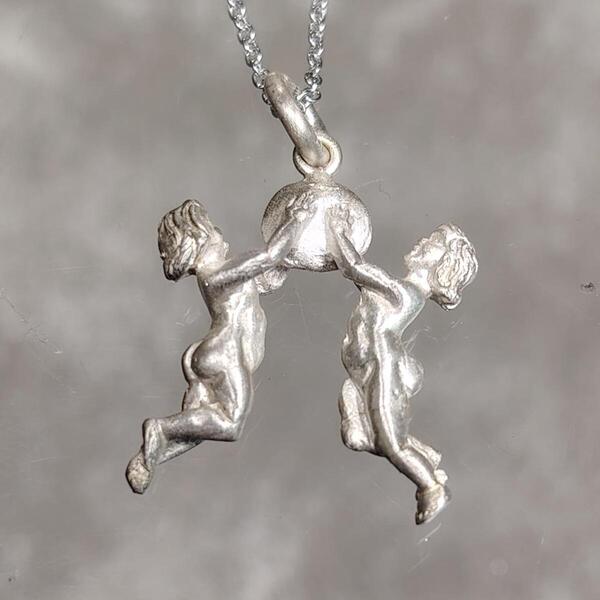 Ciondolo Zodiacale Gemelli in Argento 925 Artigianale stile Vintage – Fatto a Mano Senza Nichel
