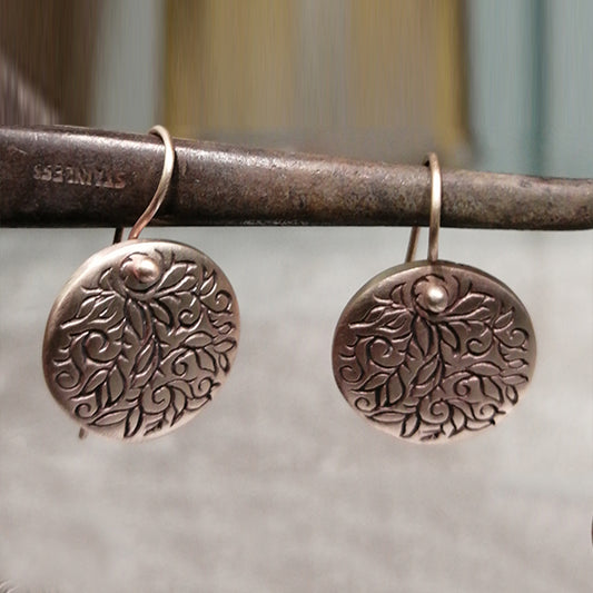 Orecchini artigianali Bach in bronzo rosso satinato