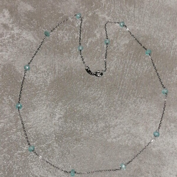 GIROCOLLO IN ARGENTO BRUNITO E APATITI CM 40