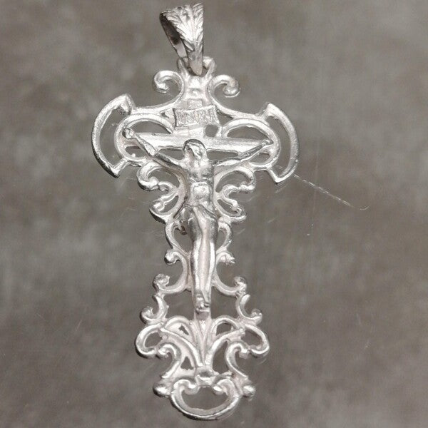 croce unisex artigianale in argento 925 satinato , gioiello senza nichel