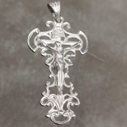 croce unisex artigianale in argento 925 satinato , gioiello senza nichel