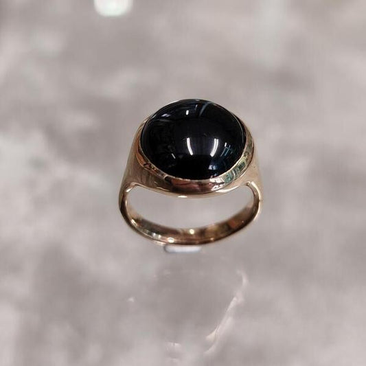 Anello Tratto Nero bronzo e onice donna fatto a mano Italia senza nichel gioiello artigianale Milano