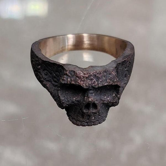 Anello artigianale Teschio in bronzo