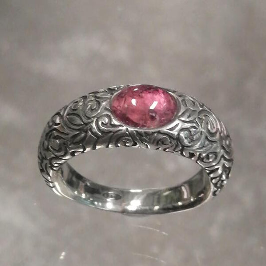 Anello Liu in argento e tormalina rosa