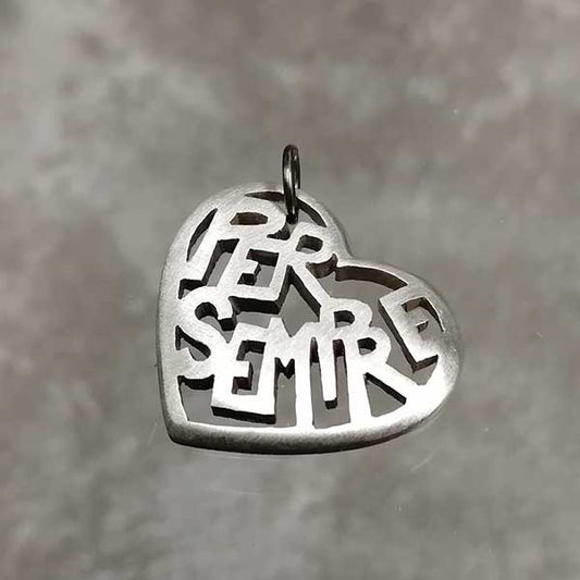Ciondolo cuore "Per Sempre" in argento 925 satinato