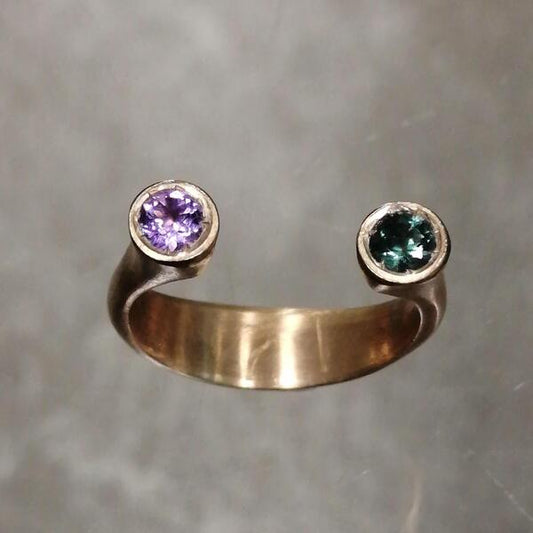 anello Futura in bronzo ametista e tormalina