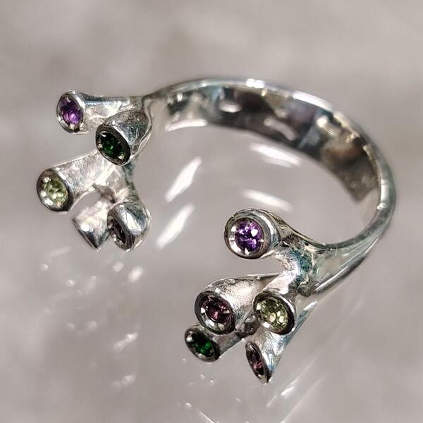 Anello artigianale Armonia Cromatica in argento 925