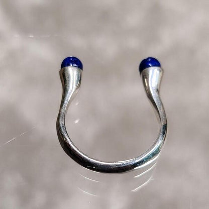 Anello Etere Blu argento 925 con lapislazzuli – aperto regolabile artigianale donna minimal elegante