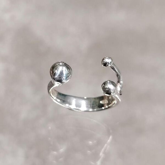 Anello Nodo di Luce in Argento 925 con 3 Palline | Fatto a Mano Senza Nichel