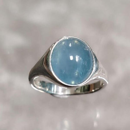 anello Luce d acqua argento e acquamarina