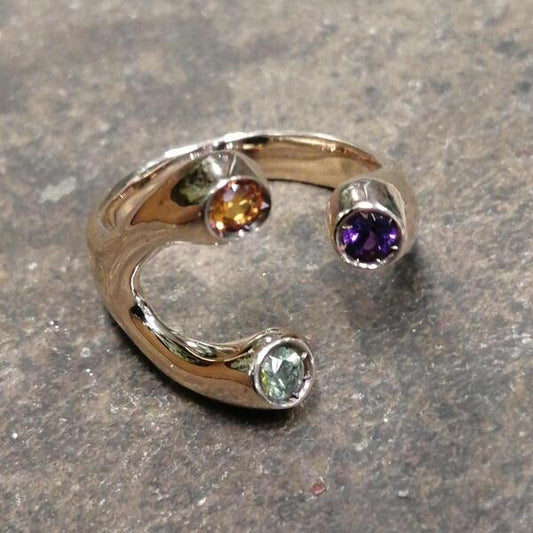 anello Arya in bronzo ,topazio, ametista,citrino