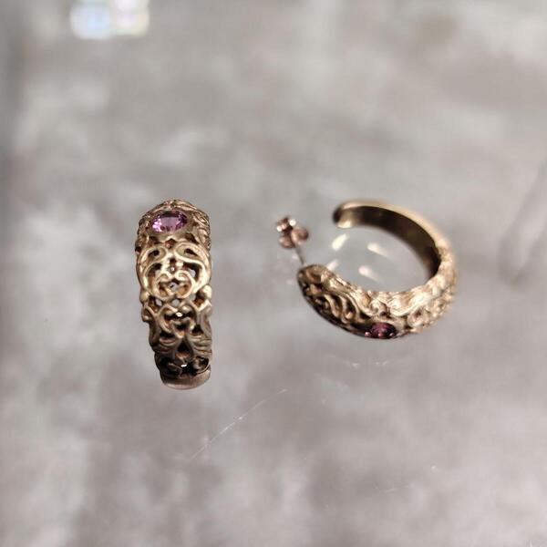 orecchini Dama di Bisanzio in bronzo e tormalina rosa