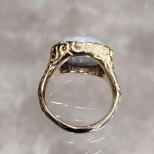 Anello Azzurra Milk in bronzo giallo e acquamarina lattiginosa