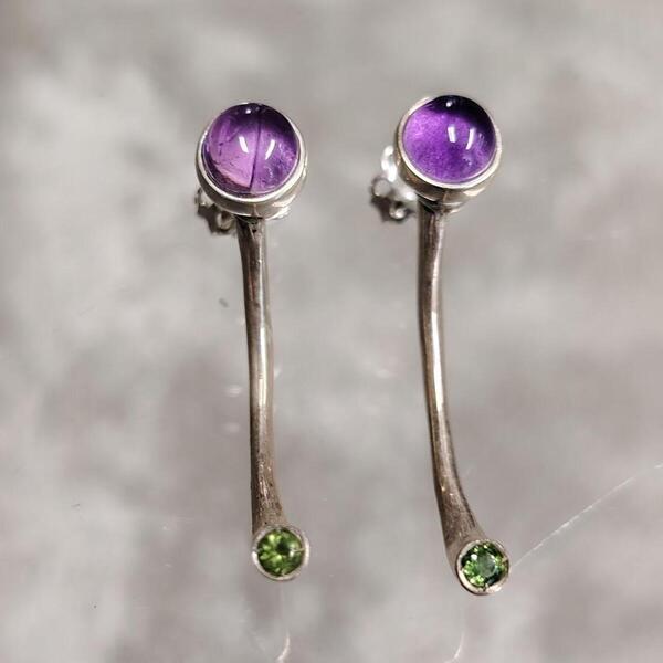 orecchini Arcata in argento ametista peridoto