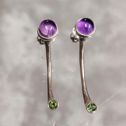 orecchini Arcata in argento ametista peridoto