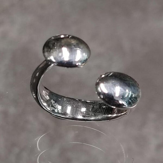 Anello Orbita aperta Open in Argento 925 – Gioiello Artigianale Minimal con Due Mezze Sfere, Finitura Lucida o Opaca, Made in Italy su Misura Senza Nichel