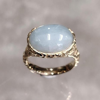 Anello Azzurra Milk in bronzo giallo e acquamarina lattiginosa