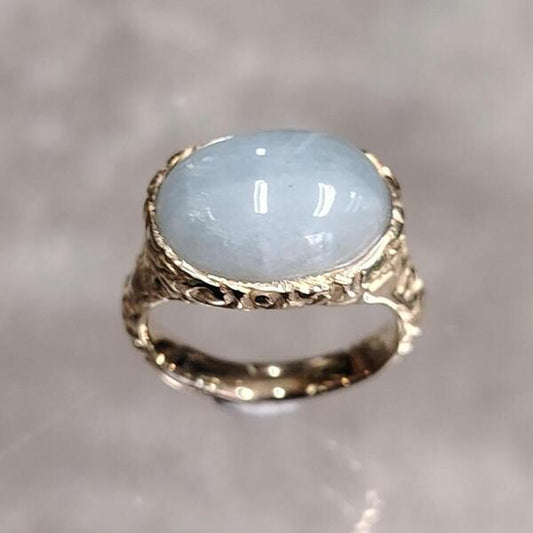 Anello Azzurra Milk in bronzo giallo e acquamarina lattiginosa