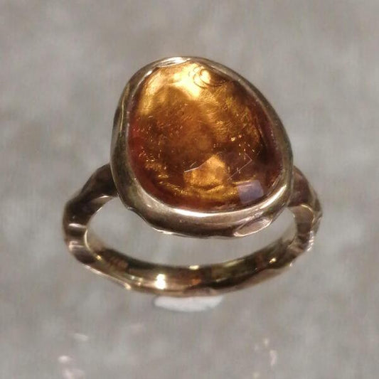 Anello EstaI  in bronzo e citrino mis 12