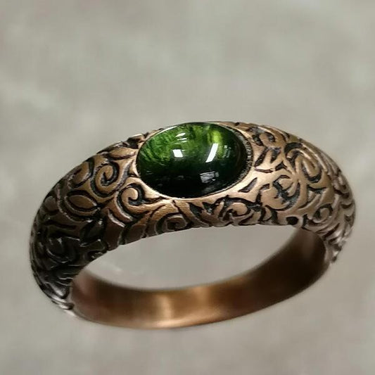 anello Sun in bronzo e tormalina verde mis 20