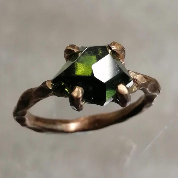 anello lady bronzo e tormalina verde