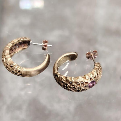 orecchini Dama di Bisanzio in bronzo e tormalina rosa