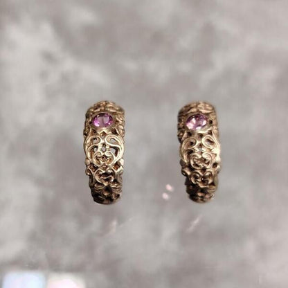 orecchini Dama di Bisanzio in bronzo e tormalina rosa