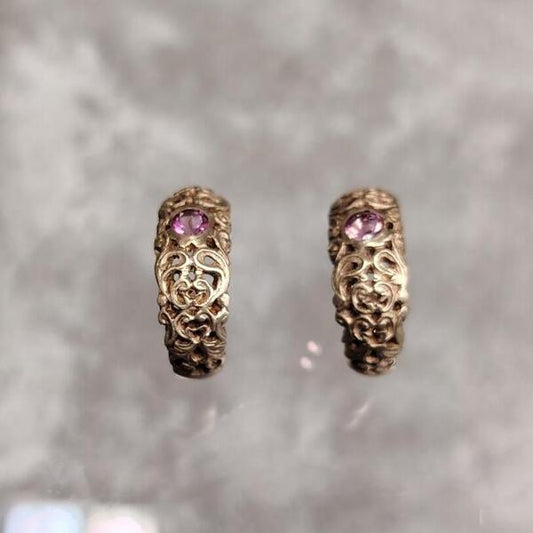 orecchini Dama di Bisanzio in bronzo e tormalina rosa
