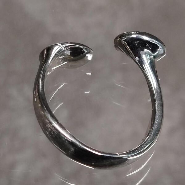 Anello Orbita aperta Open in Argento 925 – Gioiello Artigianale Minimal con Due Mezze Sfere, Finitura Lucida o Opaca, Made in Italy su Misura Senza Nichel