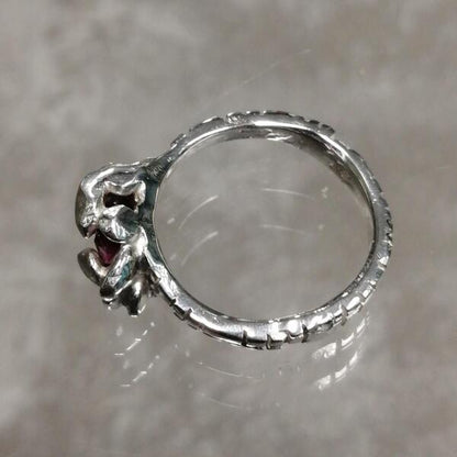 Anello artigianale Rubis in argento 925 e rubino