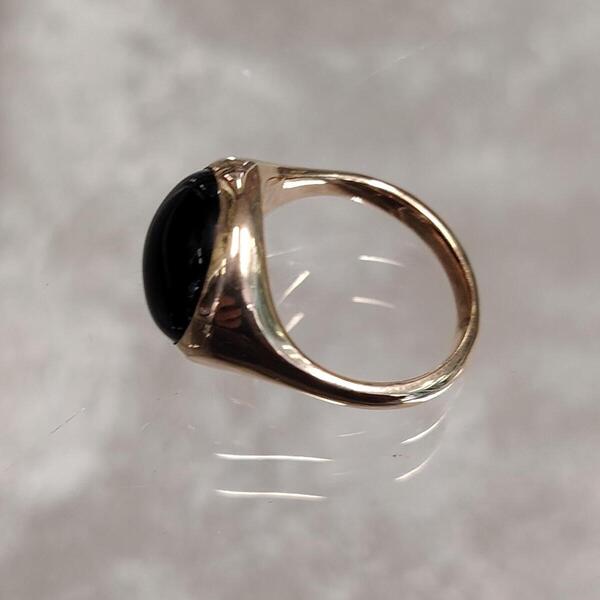 Anello Tratto Nero bronzo e onice cabochon donna fatto a mano senza nichel