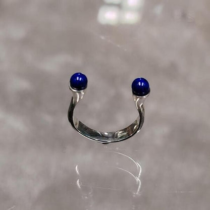 Anello Etere Blu argento 925 con lapislazzuli – aperto regolabile artigianale donna minimal elegante