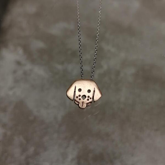 ciondolo artigianale cane bronzo e collana in argento 925