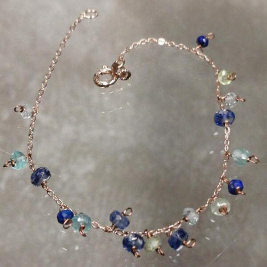 bracciale Serenità minimal in argento rosè con cianiti e apatiti