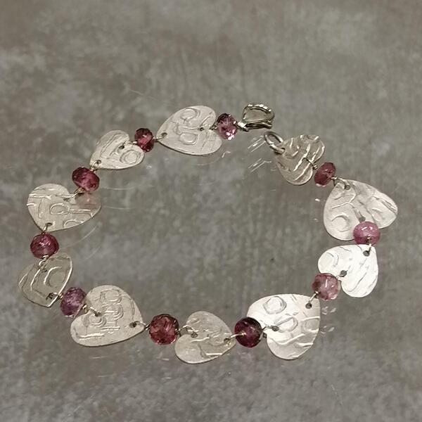 bracciale Forever in argento 925 e tormaline rosa