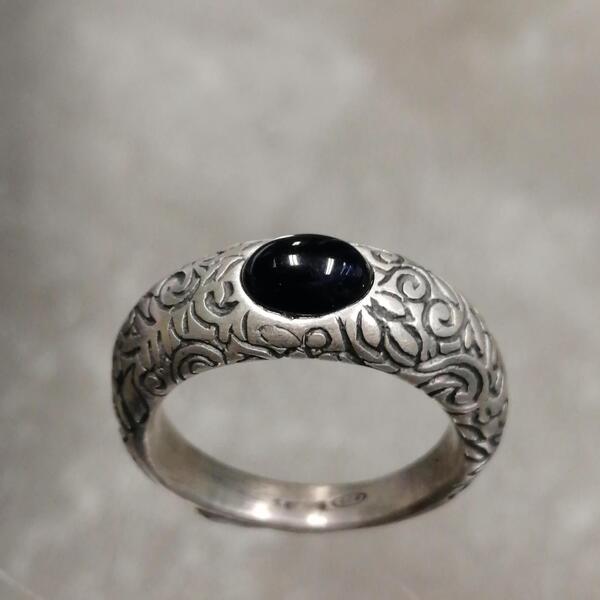 anello  artigianale Bill uomo in argento 925  con onice