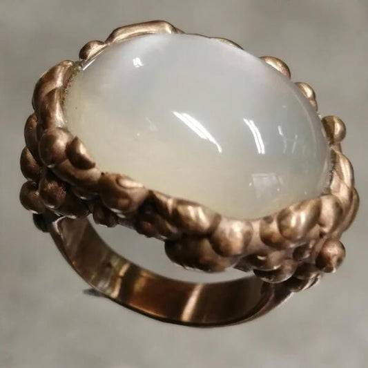 Anello Moon in bronzo e pietra di luna mis 13
