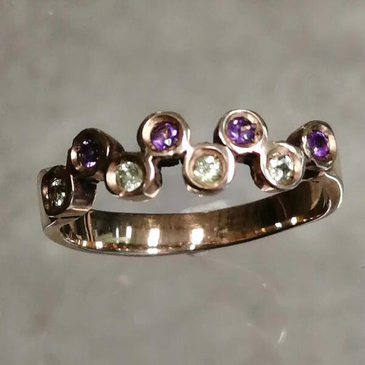 Anello Treo bronzo ametiste e peridoti