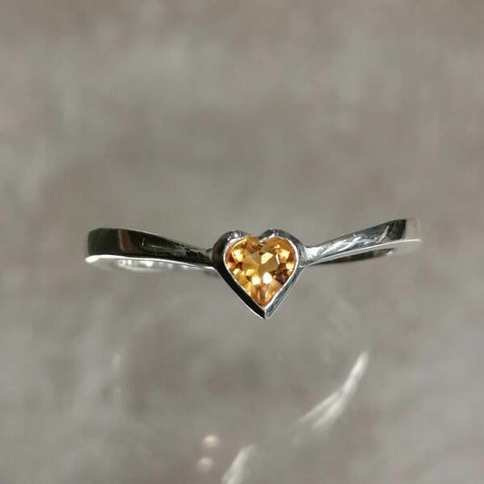 anello Heart in argento e citrino