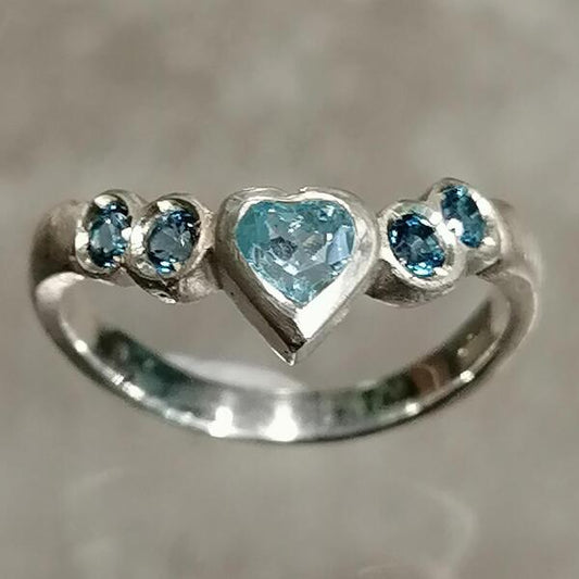 Anello Heart  argento con topazio azzurro e topazio london