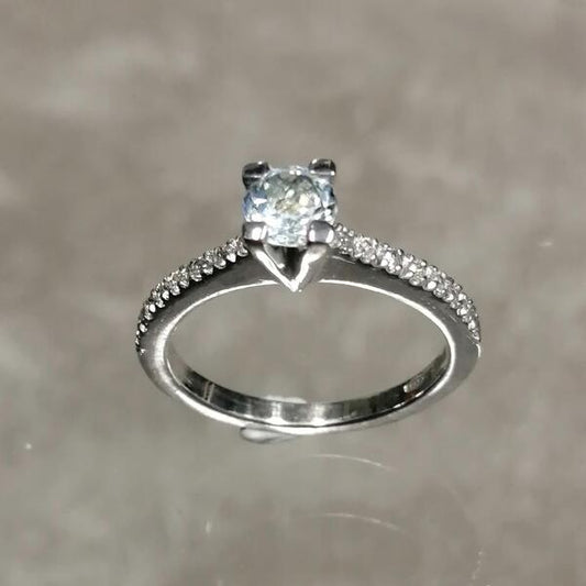 anello Ares in argento acqua marina e zirconi