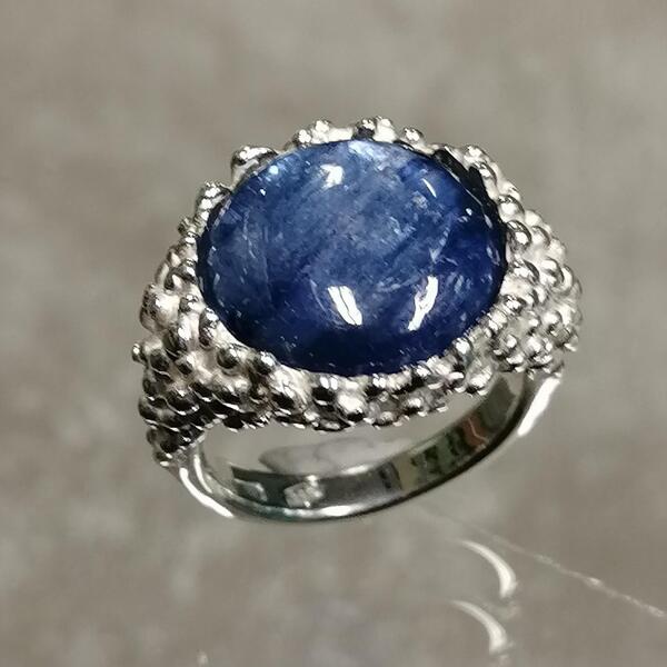 Anello  Big Ball in argento 925 e cianite
